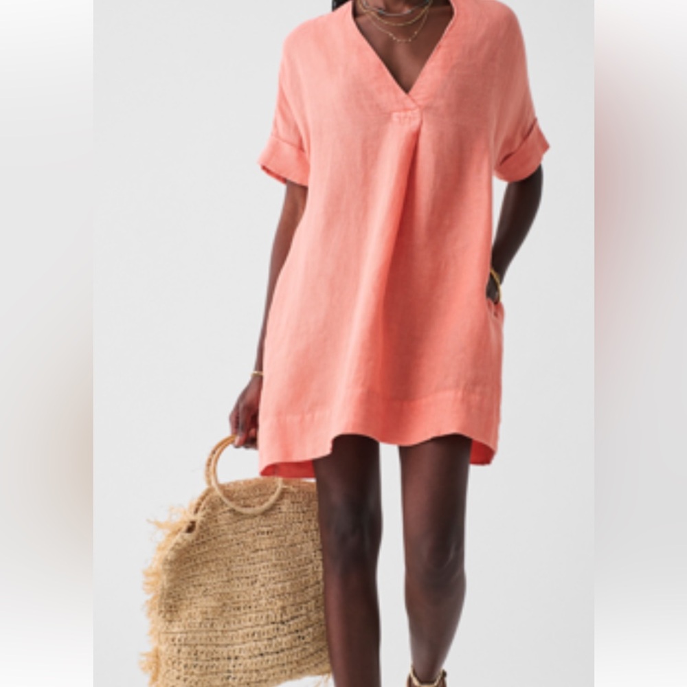 Faherty Coral Pink Mini Dress